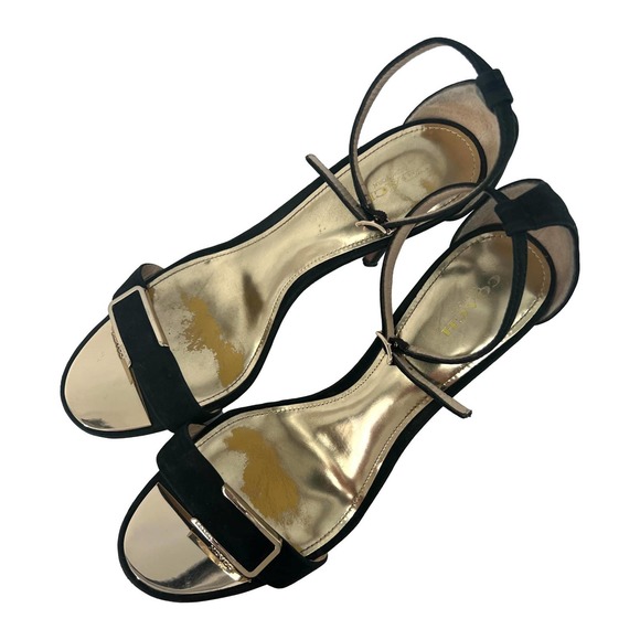 Coach Open Front Black Suede Stiletto Heel Size 9.5 EUC - Picture 2 of 12